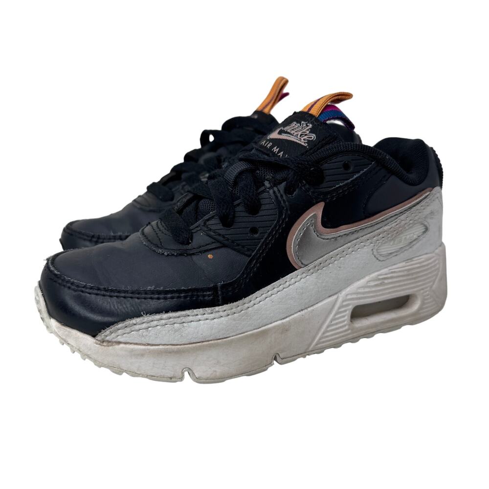 Nike Air Max 90 LTR PS Sneakers Low Top DJ0415-001 Black White Kids Size 13C